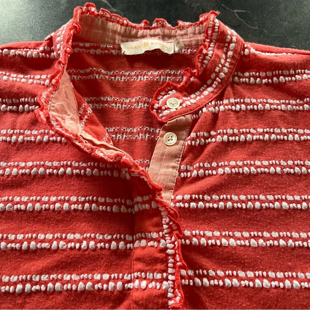 Striped Coral Short-Sleeve Polo Top